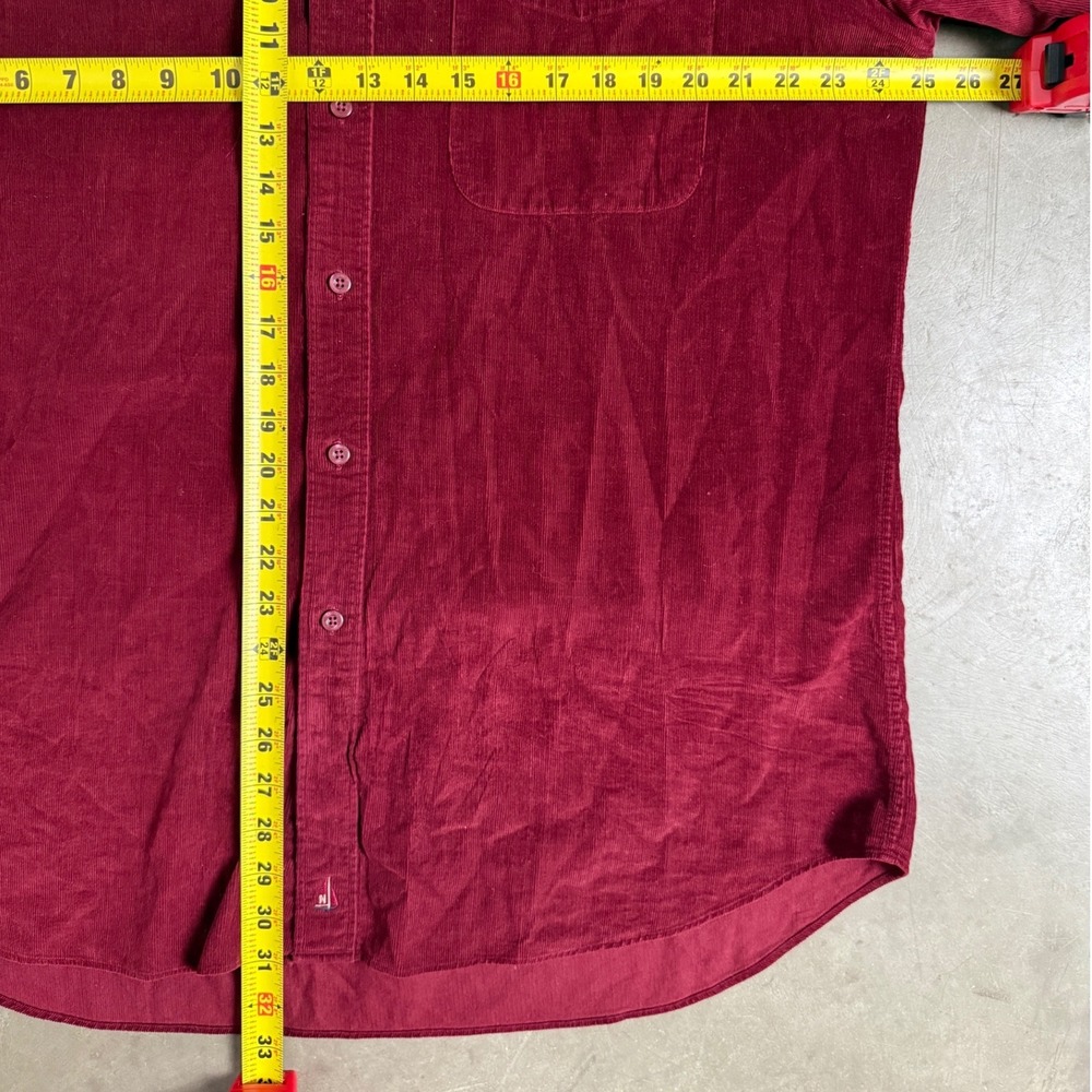 Nordstrom Mens Burgundy Corduroy Button Down Shirt Large Long Sleeve Cotton - Picture 6 of 9